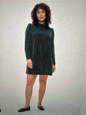 NWT GAP Emerald Green Velvet Puff-Sleeve Mini Dress